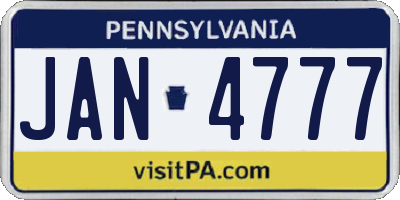 PA license plate JAN4777