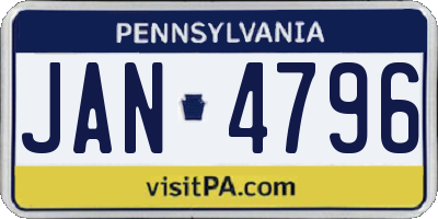 PA license plate JAN4796