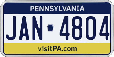 PA license plate JAN4804