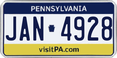 PA license plate JAN4928