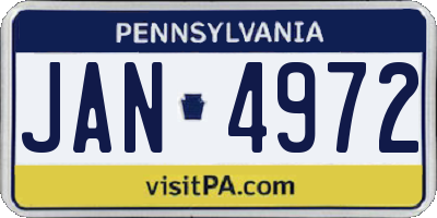 PA license plate JAN4972
