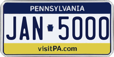 PA license plate JAN5000