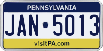 PA license plate JAN5013