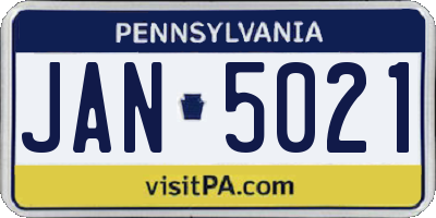 PA license plate JAN5021