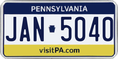 PA license plate JAN5040