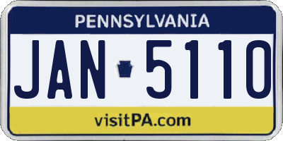 PA license plate JAN5110