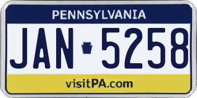 PA license plate JAN5258
