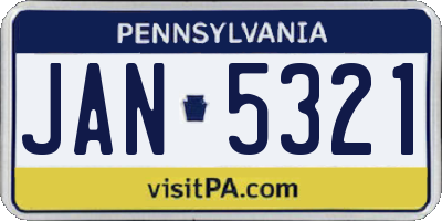 PA license plate JAN5321