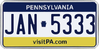 PA license plate JAN5333