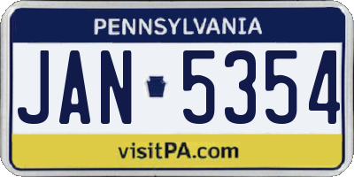 PA license plate JAN5354