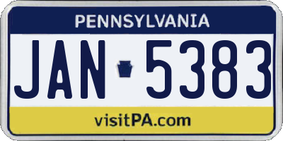 PA license plate JAN5383