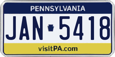PA license plate JAN5418