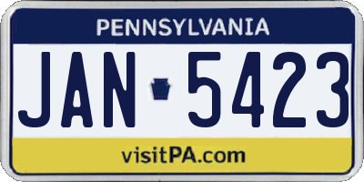 PA license plate JAN5423