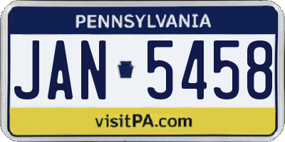 PA license plate JAN5458