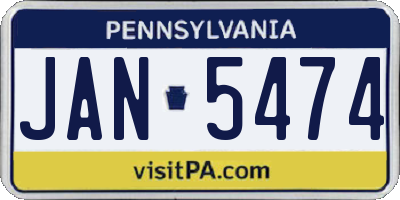 PA license plate JAN5474
