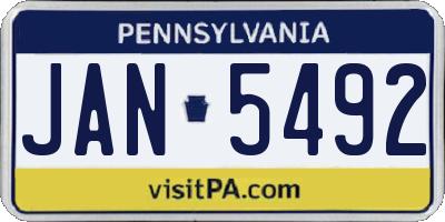 PA license plate JAN5492
