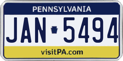 PA license plate JAN5494