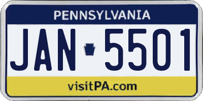 PA license plate JAN5501