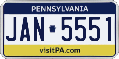 PA license plate JAN5551