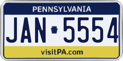PA license plate JAN5554