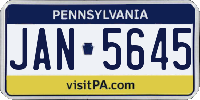 PA license plate JAN5645