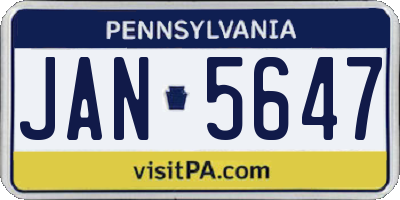 PA license plate JAN5647