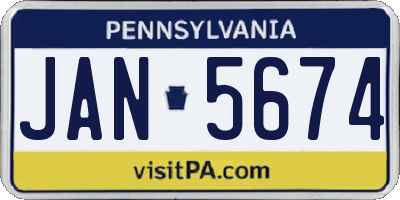 PA license plate JAN5674
