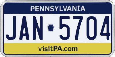PA license plate JAN5704