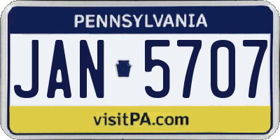 PA license plate JAN5707