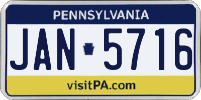 PA license plate JAN5716