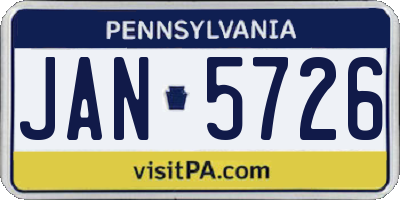 PA license plate JAN5726