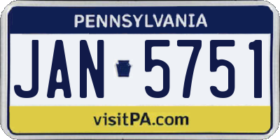 PA license plate JAN5751
