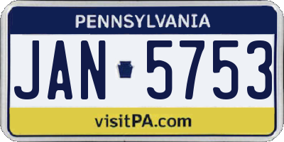 PA license plate JAN5753