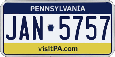 PA license plate JAN5757