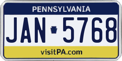 PA license plate JAN5768