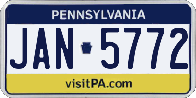 PA license plate JAN5772