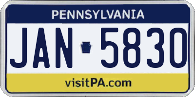 PA license plate JAN5830