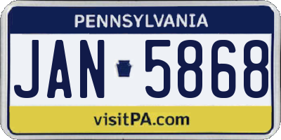 PA license plate JAN5868