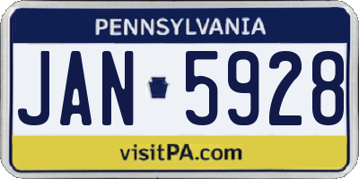PA license plate JAN5928