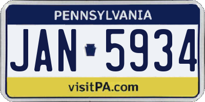 PA license plate JAN5934