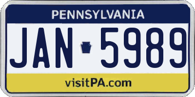 PA license plate JAN5989