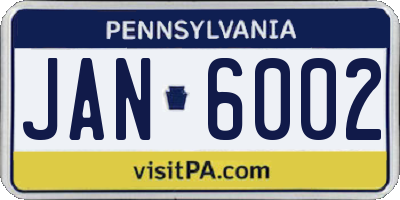 PA license plate JAN6002