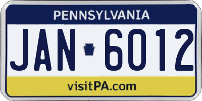 PA license plate JAN6012