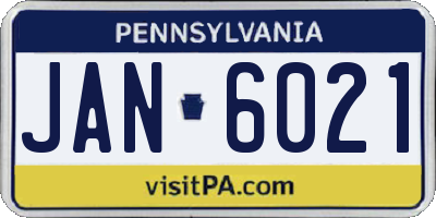 PA license plate JAN6021