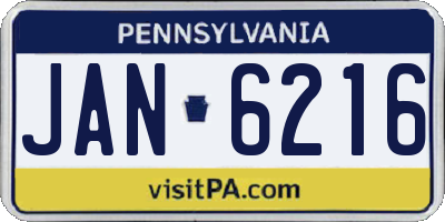 PA license plate JAN6216