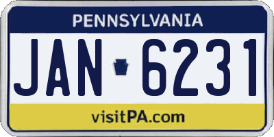 PA license plate JAN6231