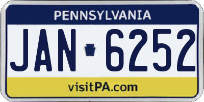 PA license plate JAN6252