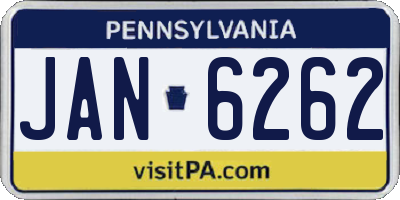 PA license plate JAN6262