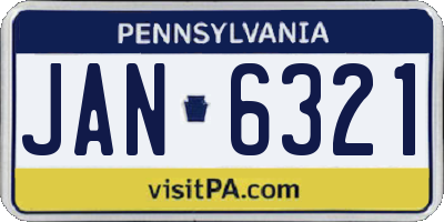 PA license plate JAN6321