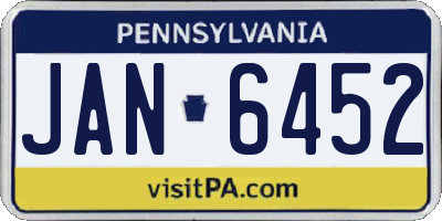 PA license plate JAN6452